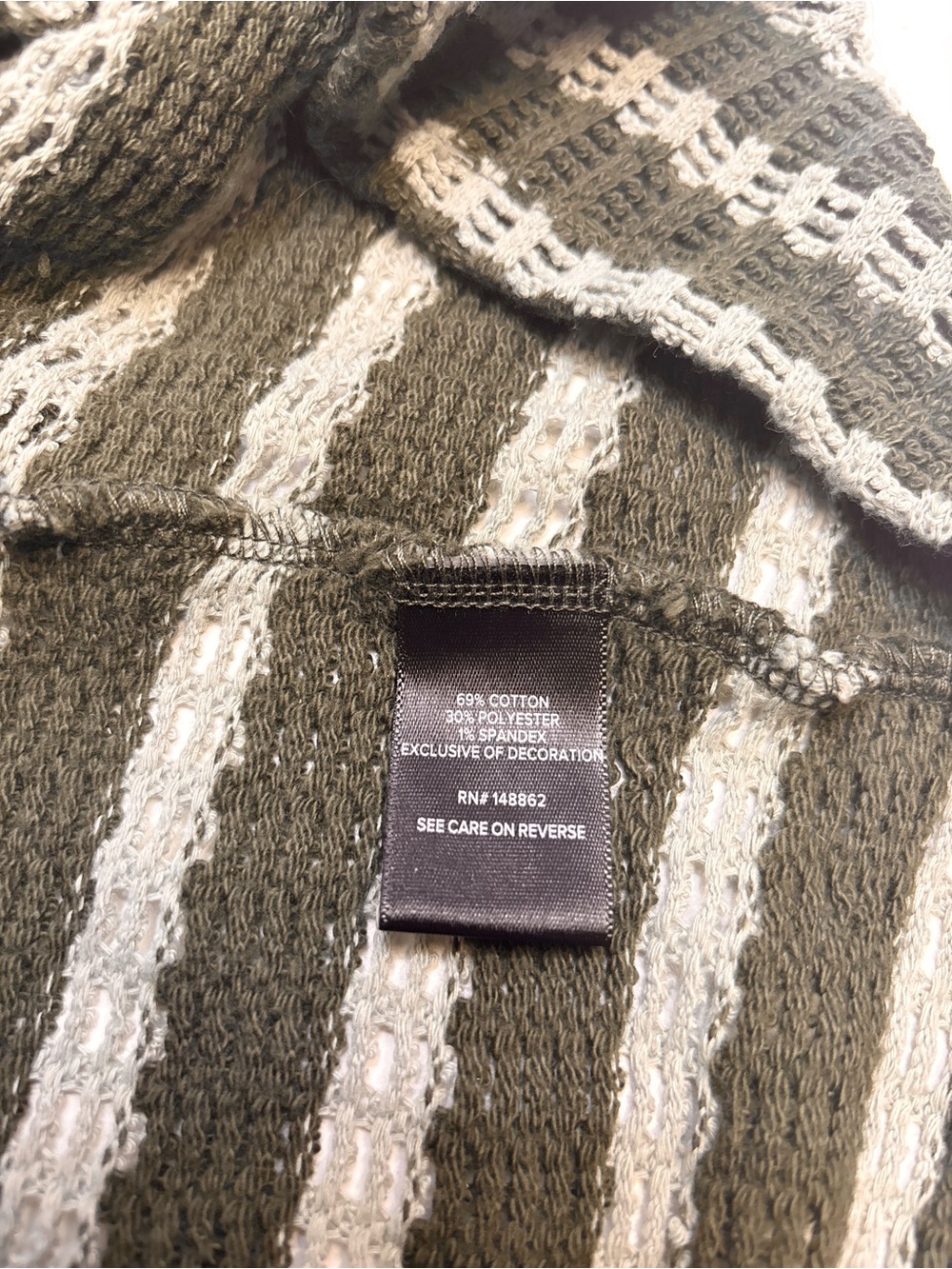 Torrid Olive Striped Hooded Open Front Cardigan Sweater Size 0 - Picture 4 of 4